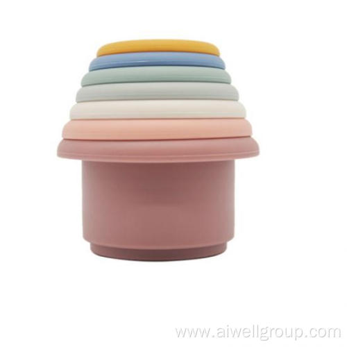 Colorful silicone non toxic stack up cup toy